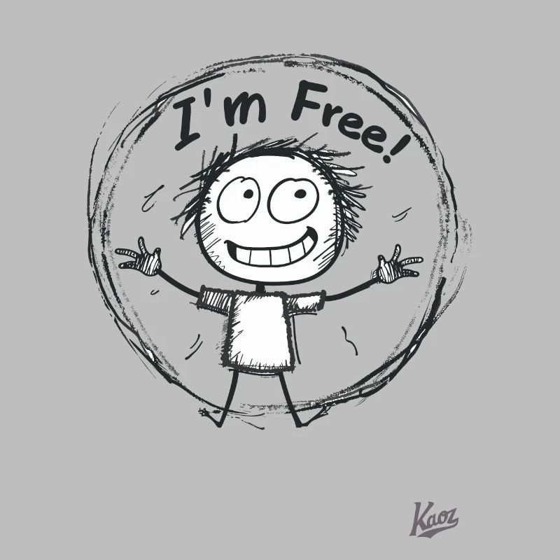 Strichmännchen-Figur: Ich bin frei!