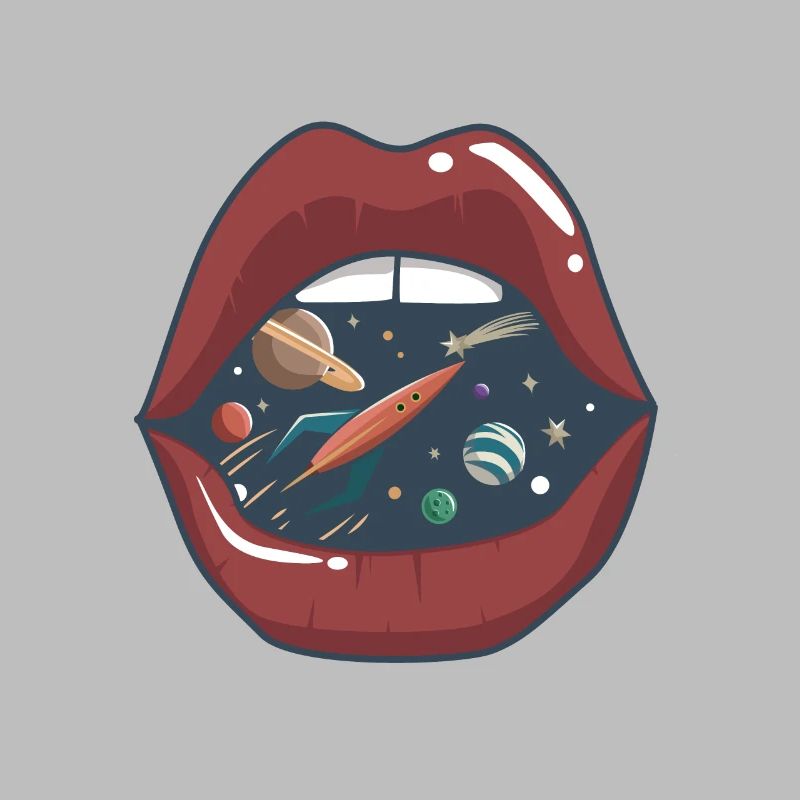 Embrasser la bouche dans l'espace