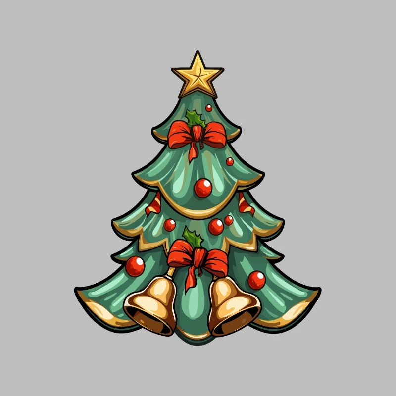 Weihnachtsbaum mit 2 Glocken und rote Deko