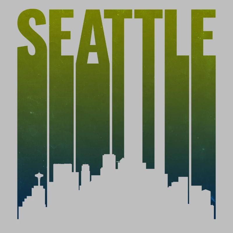 Seattle Skyline Green Gradient