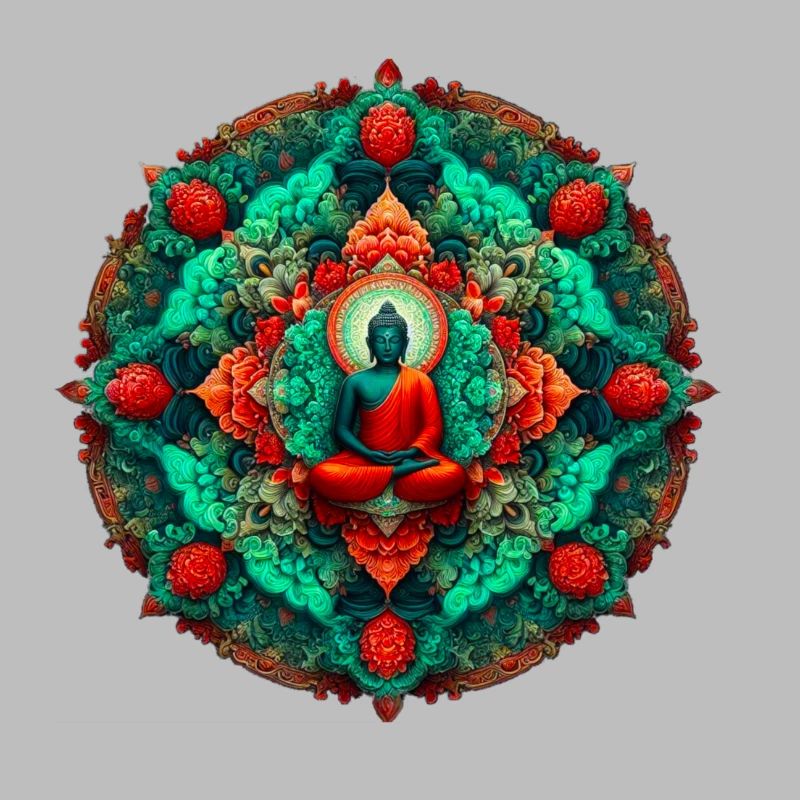 Bouddha Mandala sarcelle
