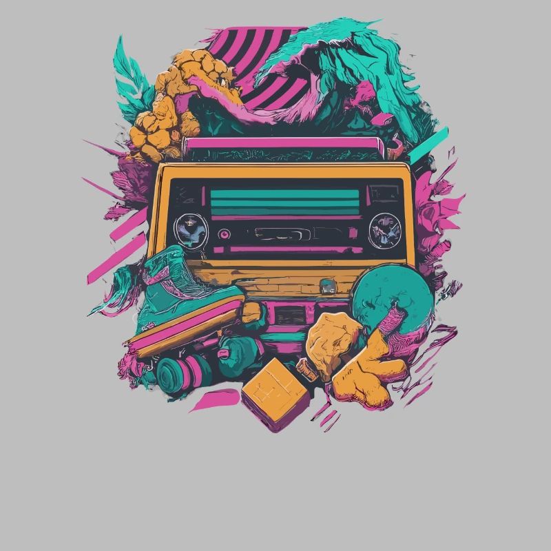 Retro cassette player with a psychedelic nature