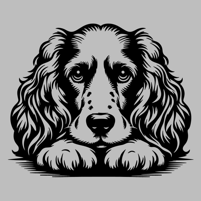 Cocker Spaniel Kopf mit Pfoten