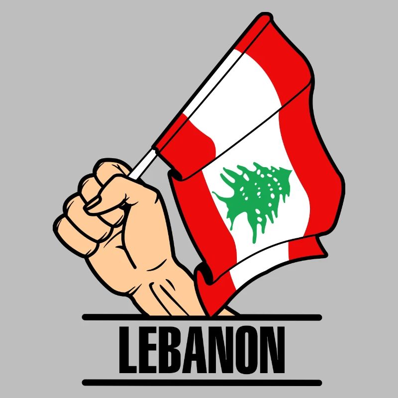 Drapeau Liban poing texte LIBAN