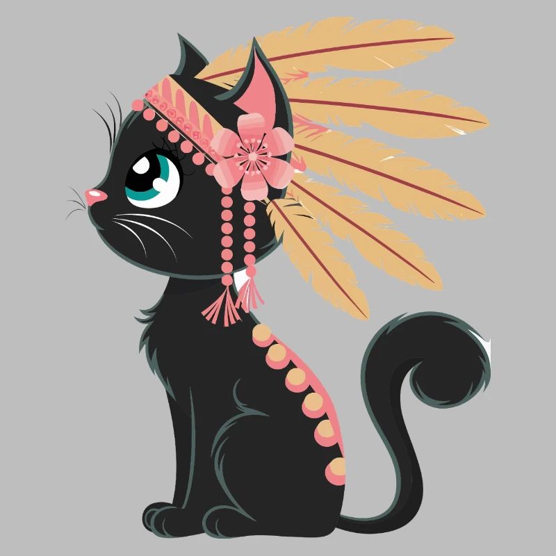 Boho Feather Cat