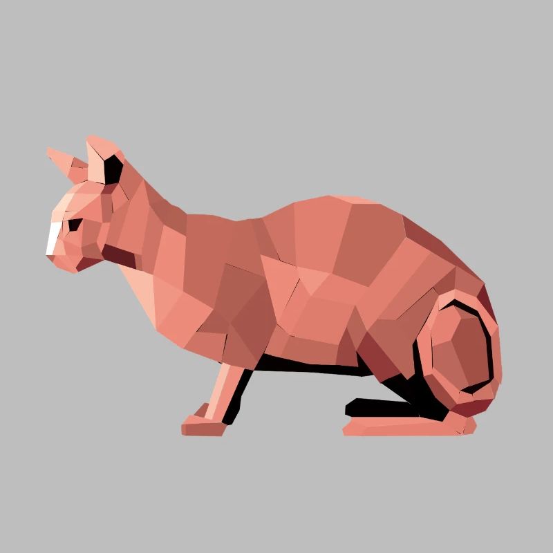 Sphynx Low Poly Cat – Geometric Design