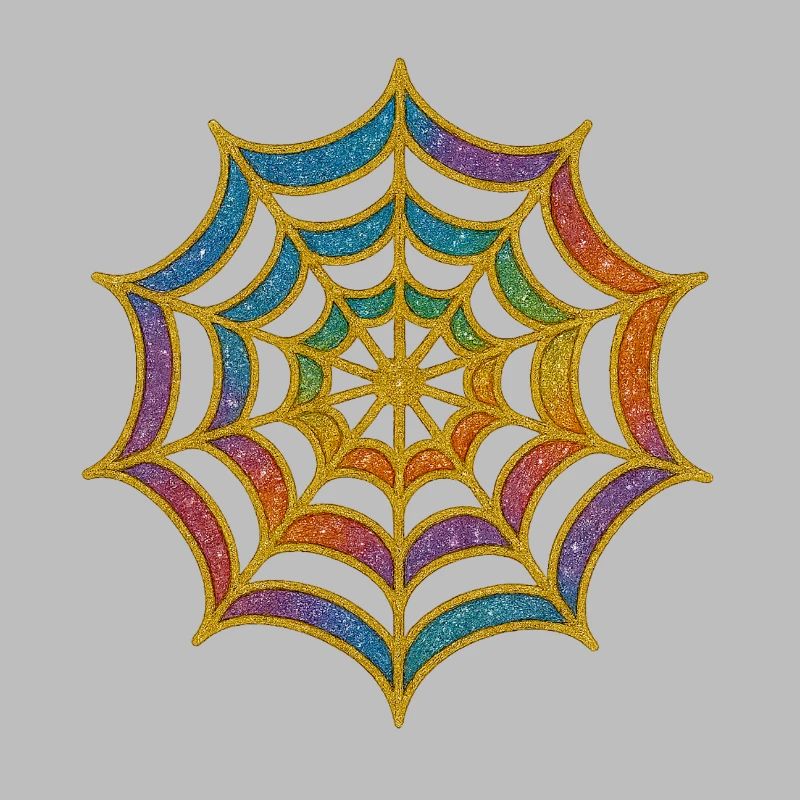 Spider Web | Rainbow Spider Web Gold Glitter