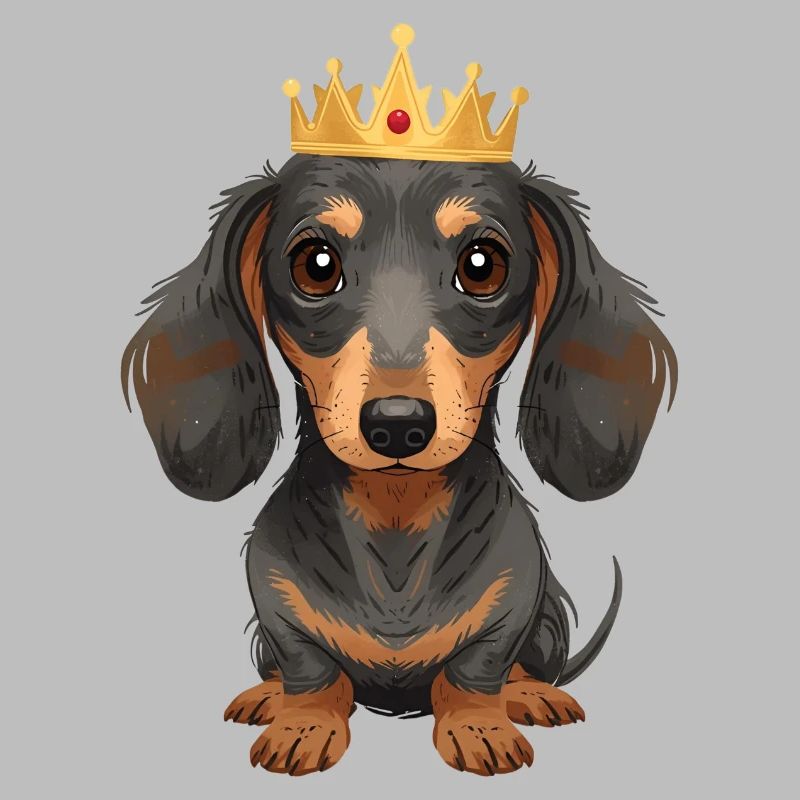 Petit teckel avec couronne design mignon