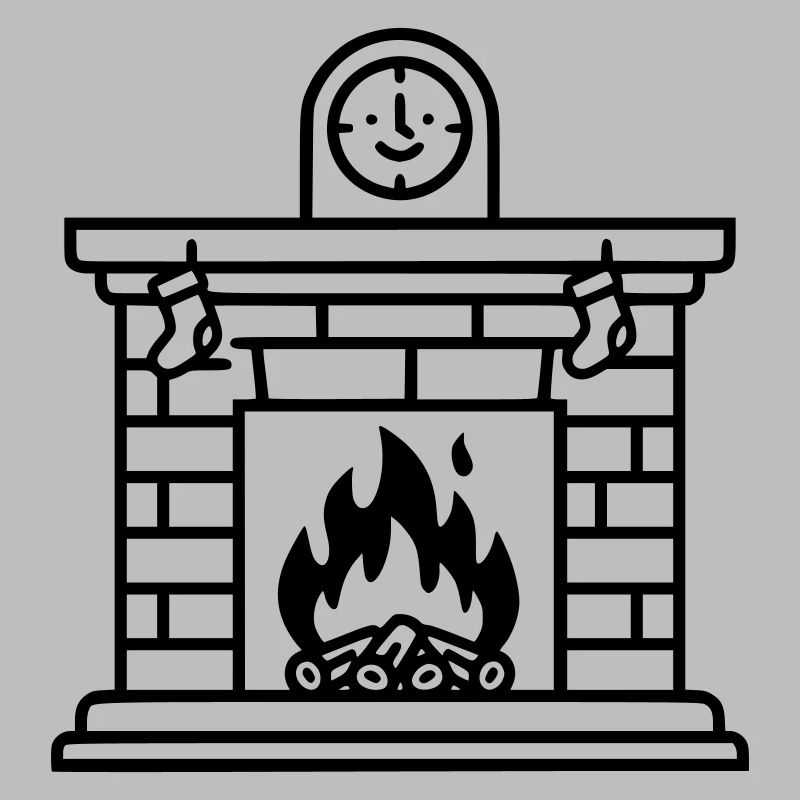 Gemütlicher Weihnachtskamin mit Feuer