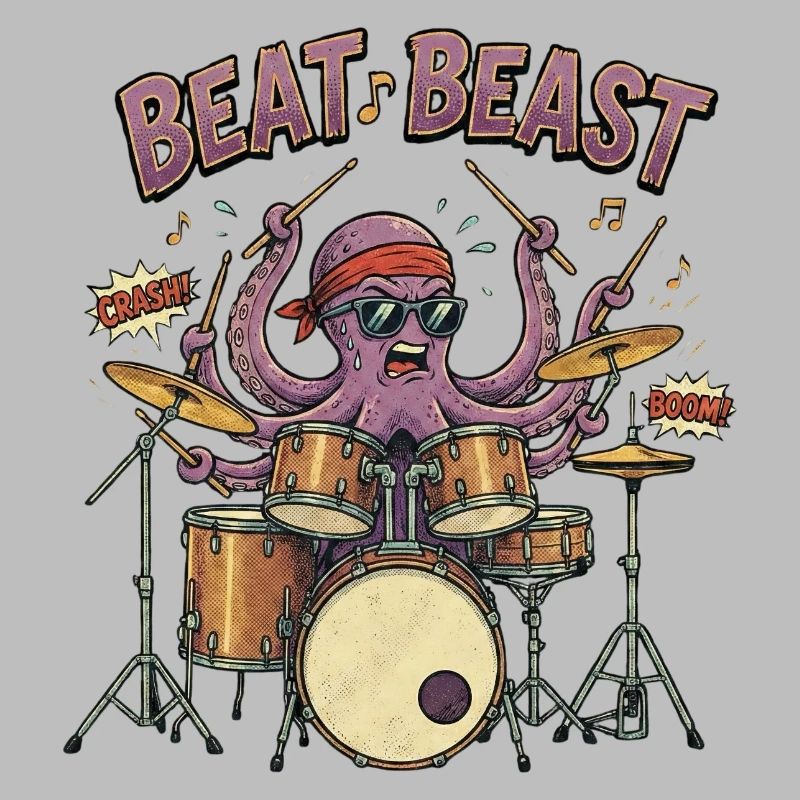 Beat Beast – Retro Comic Octopus Drummer Drum