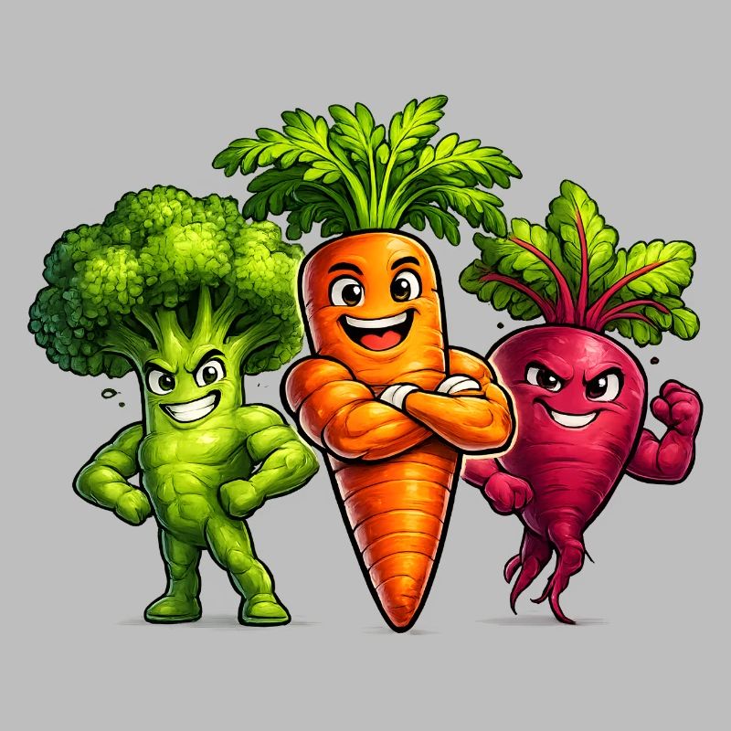 Strong vegetable team – broccoli, carrot & beetroot