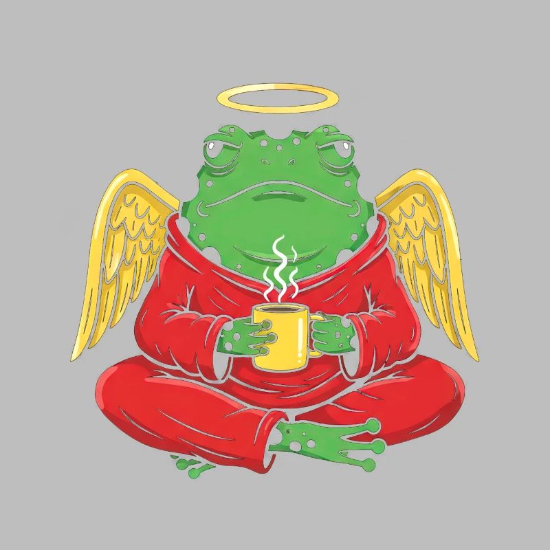 EngelFrosch mit Kaffeetasse
