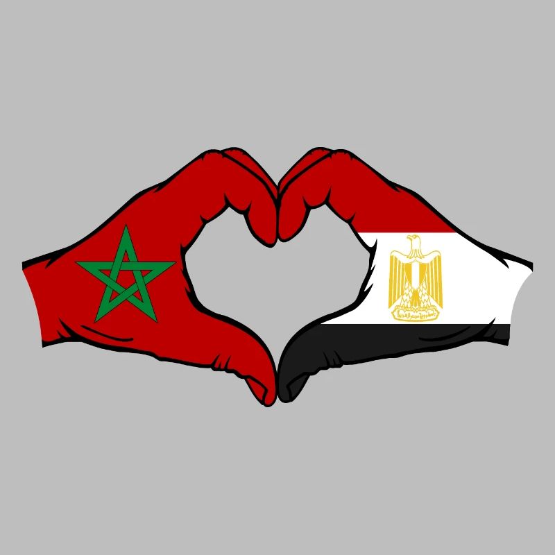 Maroc Égypte Drapeau Mains Coeur Forme