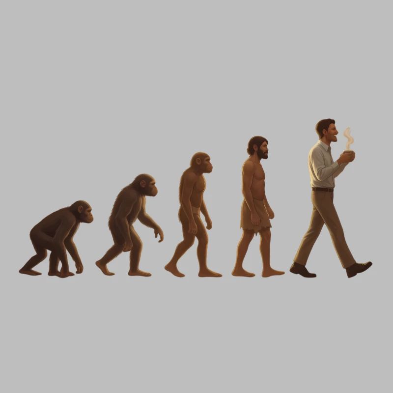 Evolutionsreise: Von Affe zu kaffeetrinkenden Mann