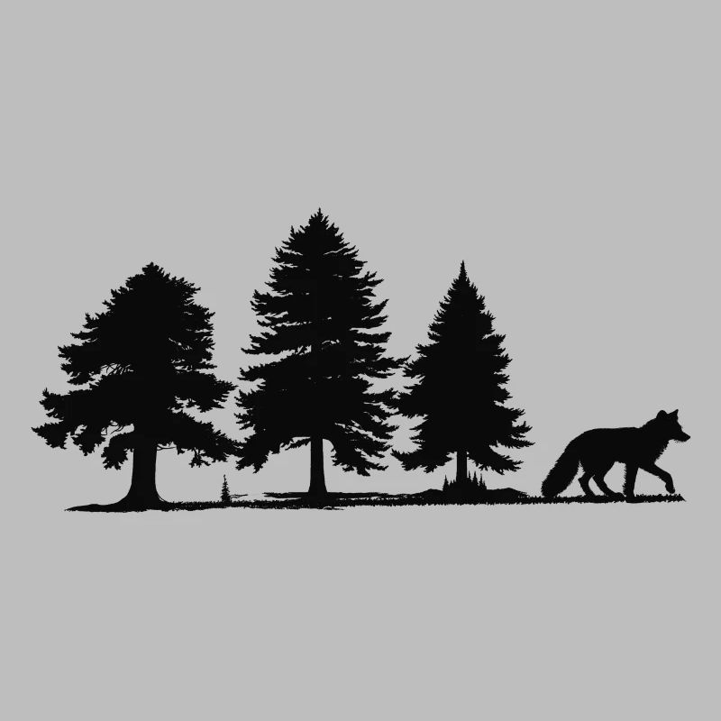 Forest Path Fox Silhouette