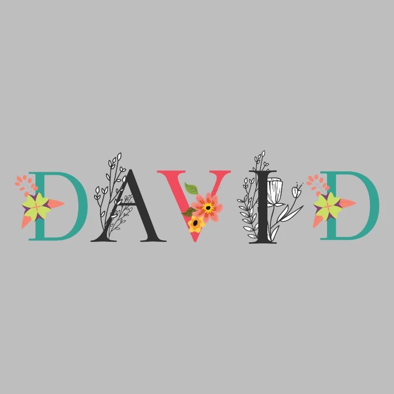 DAVID Nom Art avec fleurs brodées