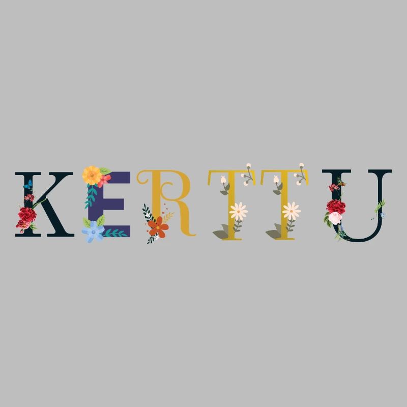 Le nom de KERTTU est décoré de fleurs