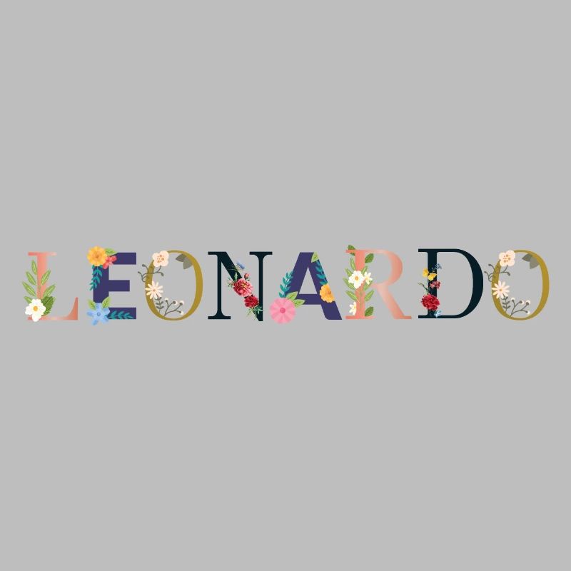 Le nom de LEONARDO décoré de fleurs