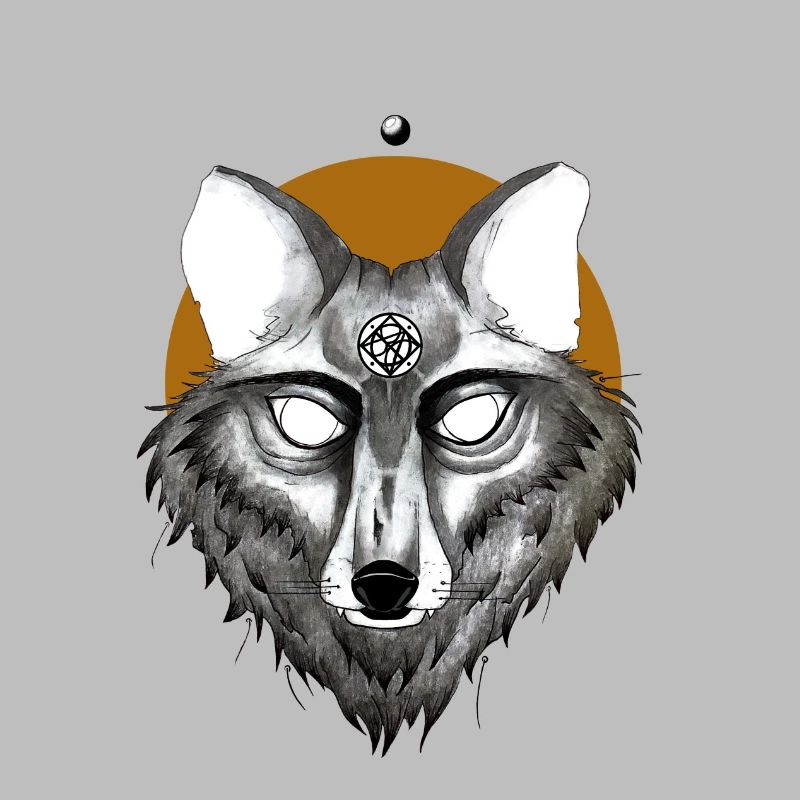 Mystischer Wolf mit Pentagramm Blick
