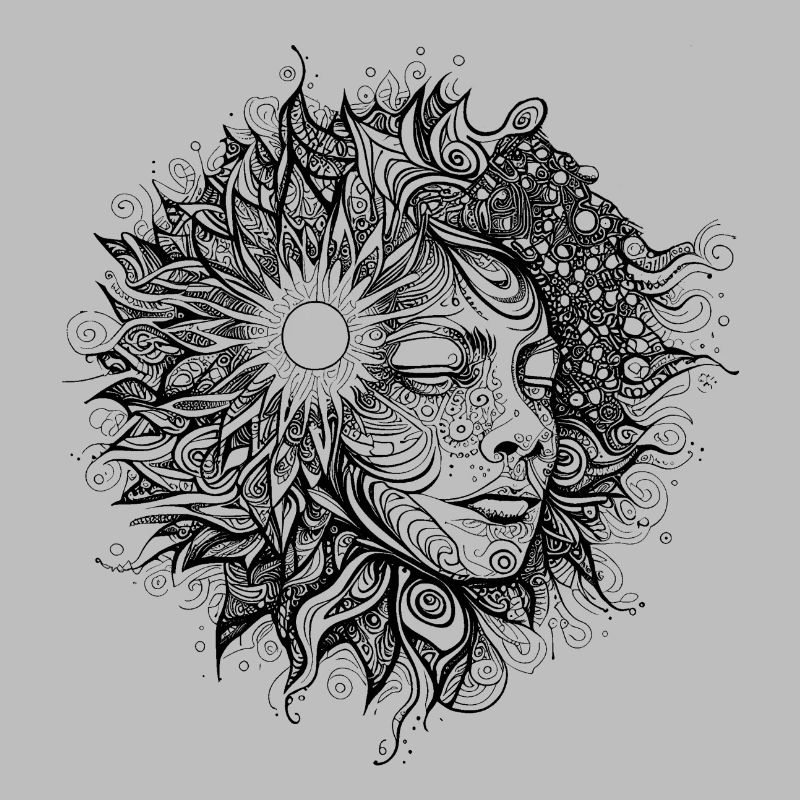 Boho Artwork, Woman with Sun Pattern