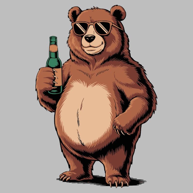 Cooler Bierbär mit Sonnenbrille