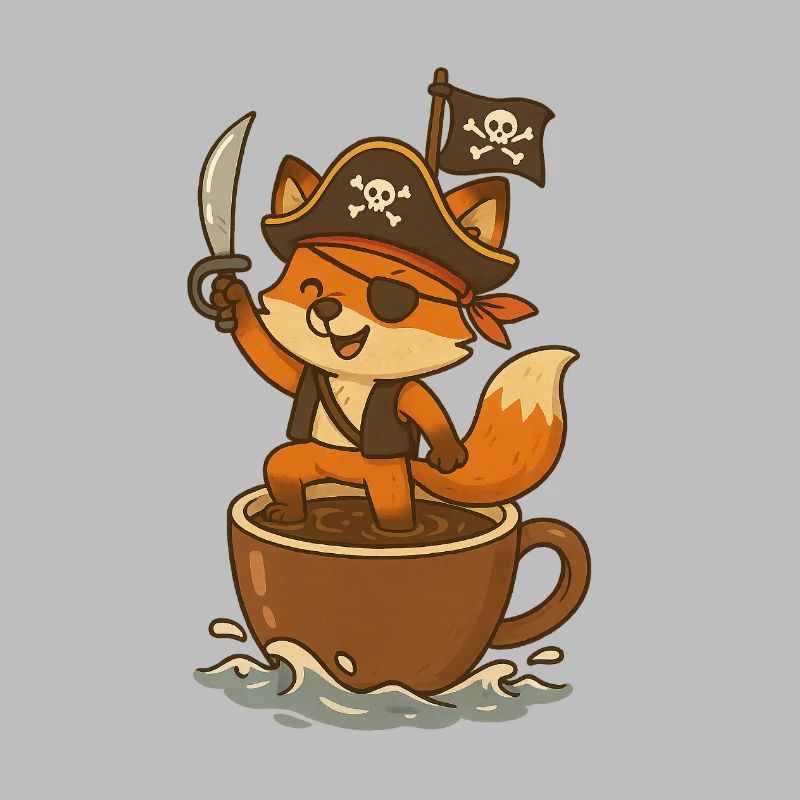 Fox Pirate with Eye Patch and Treasure Flag