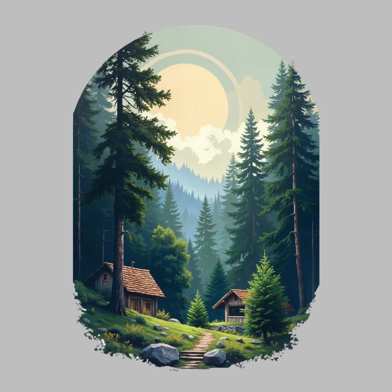 Cabane pixélisée dans les bois