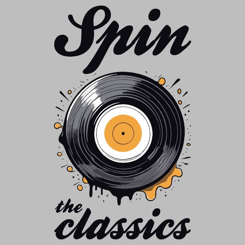 Spin the classics. Vinyl disk graphic.
