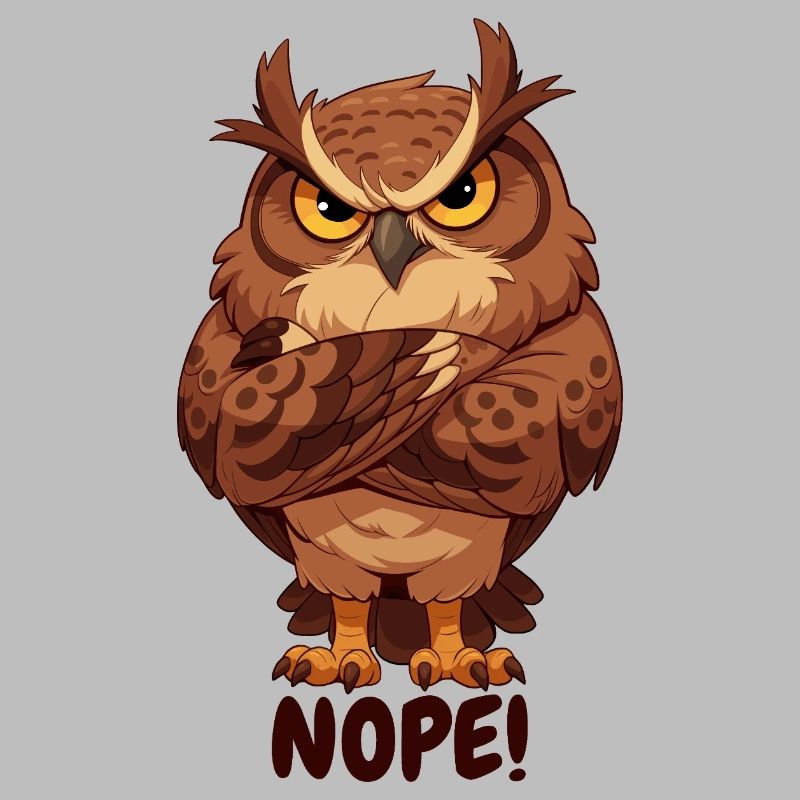 Nope! Grimmige Eule mit Attitüde