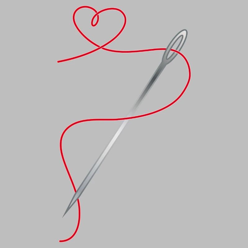 Needle and sewing thread with heart
