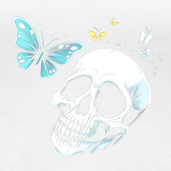 Totenkopf mit Schmetterling