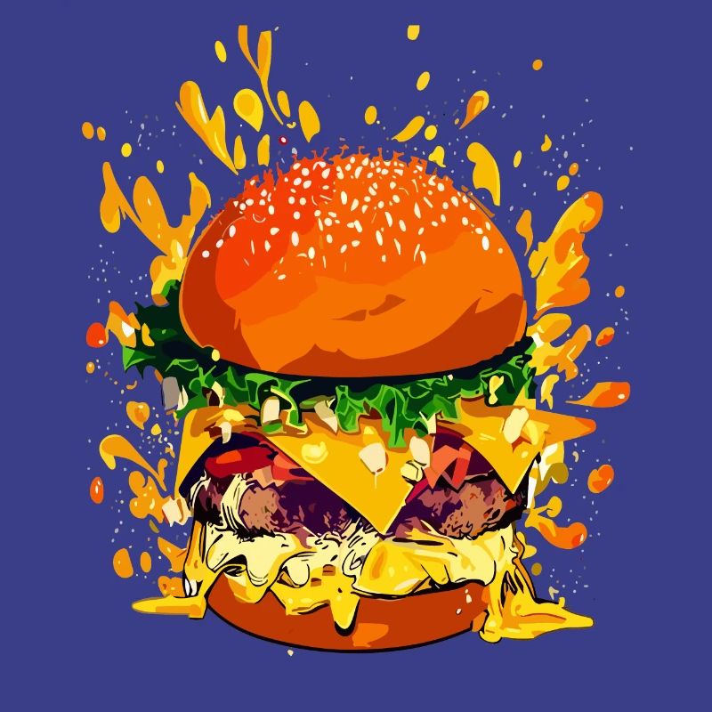 Cheeseburger extravagant avec éclaboussures de fromage