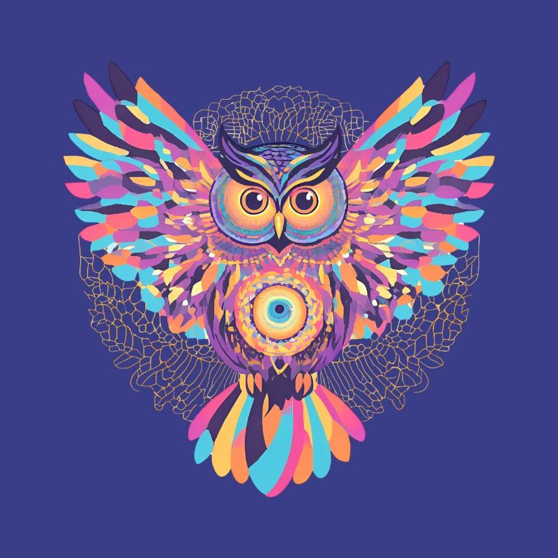 Regenbogenmandala-Eule