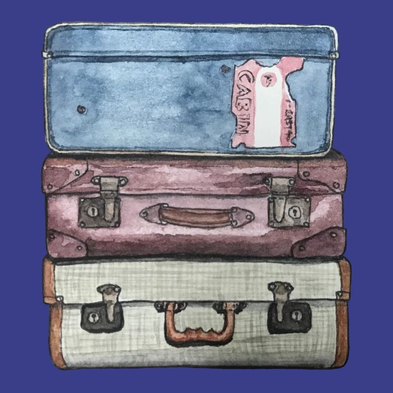 Suitcase stack with 3 old suitcases