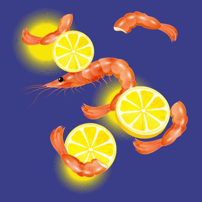 Garnelen oder Shrimps mit Zitronen Scheiben