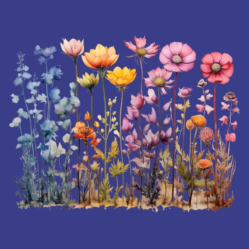 Coloré Fleur Prairie Conception d’aquarelle