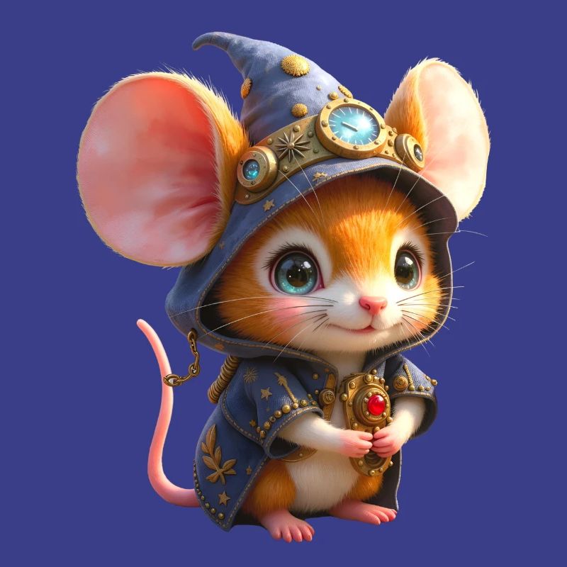 Blue Steampunk Wizard Mouse
