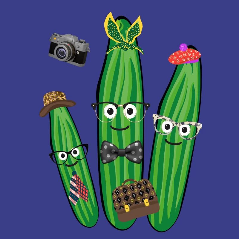 Trio de concombre,Concombre,Concombre,Rétro, Vintage,Lunettes