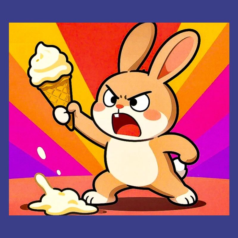 Wütender Hase mit Eiscreme