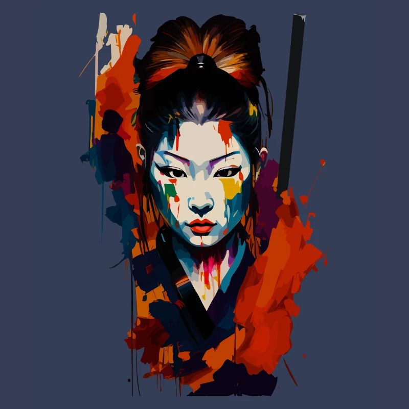 Samurai Kriegerin – Auffällige Spritzer Kunst
