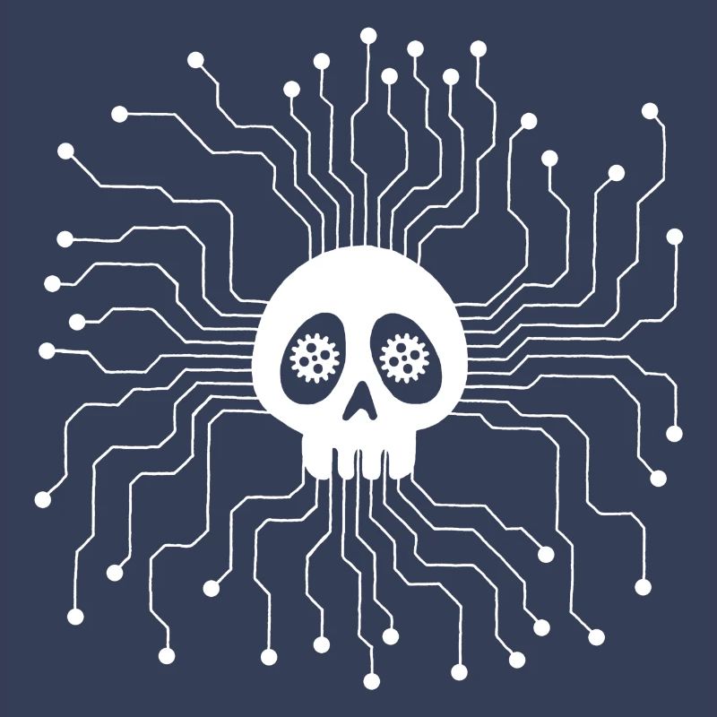 White Microprocessor Skull