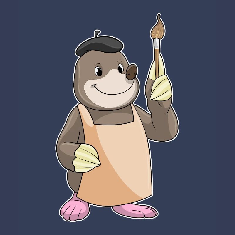 Mole as a painter with a brush