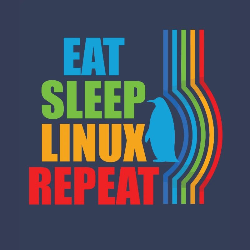 Eat Sleep Linux Repeat Retro Penguin Nerd Geek