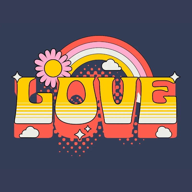 Love Scripture Flower Rainbow Clouds Art