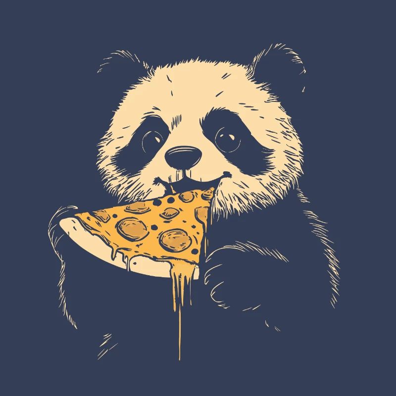 Panda eats pizza