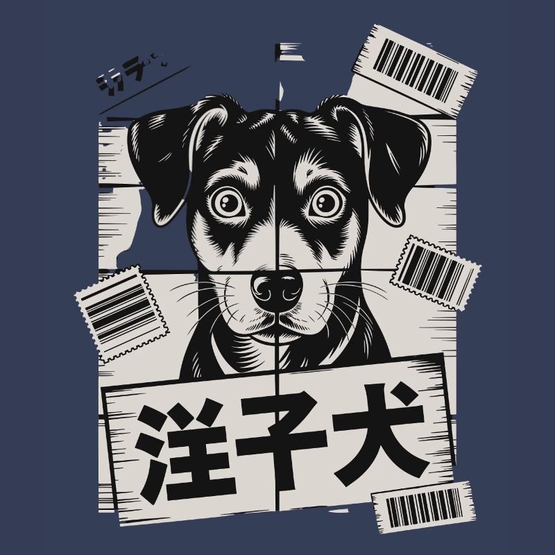 Chien mignon avec affiche de code-barres