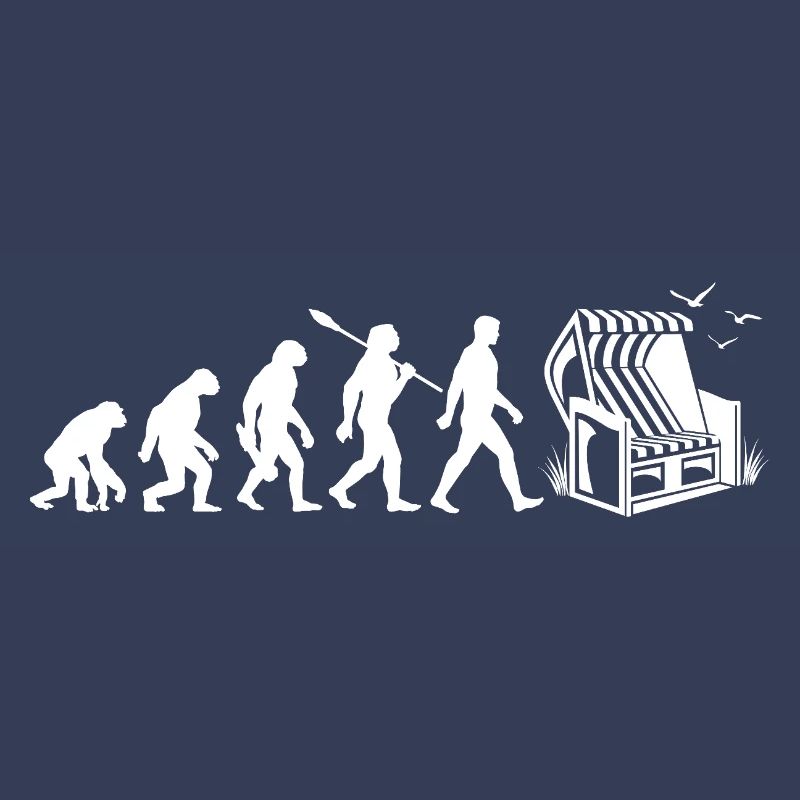 Evolution - Strandkorb - Urlaub - Meer - Möwen