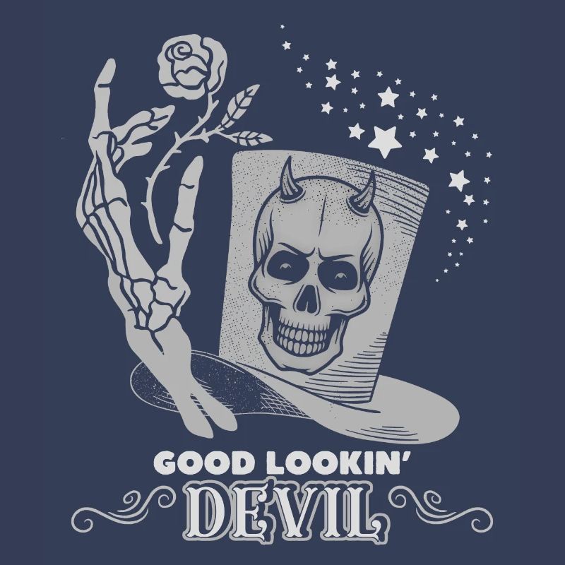 Devil Devil, Satan Saying Skeleton Hand with Rose