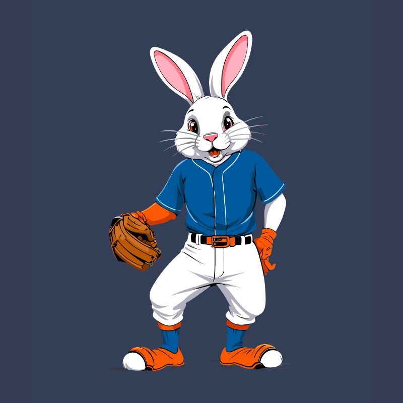 Baseball Player Easter Bunny Funny Design
