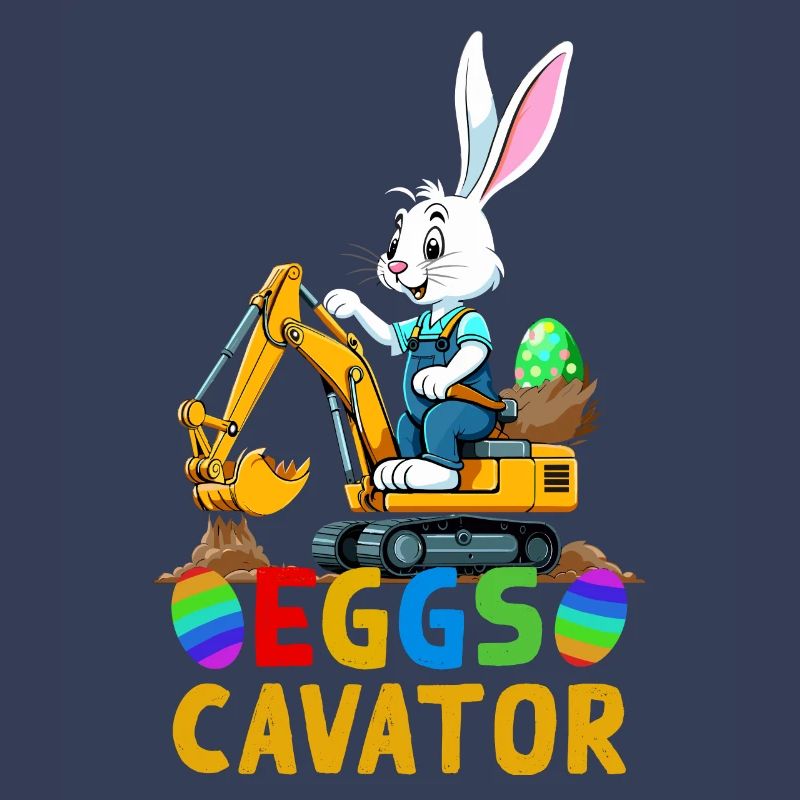 Funny Easter Saying Easter Bunny Excavator Driver